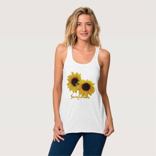 Tanktop voor zonnebloemen, voor dames, aangepast S (Volledige Voorkant)