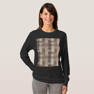 Tann neutraal aardse vlindergestreepte ontwerp t-shirt
