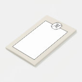 Tanne, witte met zwarte krans en monogram post-it® notes (Schuin)