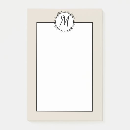 Tanne, witte met zwarte krans en monogram post-it® notes (Voorkant)