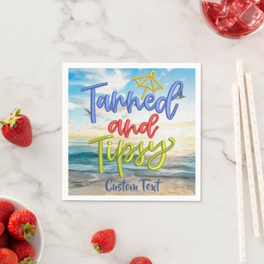 Tanned and Tipsy Humor Quote Ocean Funny Servet (Insitu)