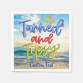 Tanned and Tipsy Humor Quote Ocean Funny Servet (Voorkant)