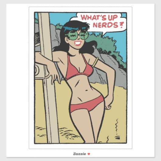 Tanned Beach Bunny Bikini Girl • What's Up Nerds? Sticker (Vel)