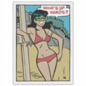 Tanned Beach Bunny Bikini Girl • What's Up Nerds? Sticker (Voorkant)