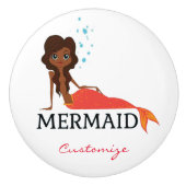 Tanned Brunette Mermaid Thunder_Cove Keramische Knop (Voorkant)