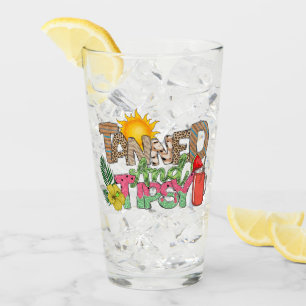 Tanned en Tipsy   Leuk zomerfeest ontwerp Glas