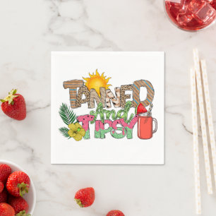 Tanned en Tipsy Leuk zomerfeest ontwerp Servet