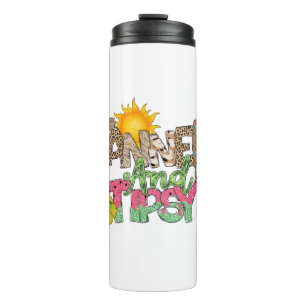 Tanned en Tipsy Leuk zomerfeest ontwerp Thermosbeker