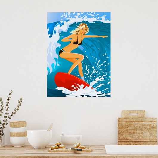 Tanned Surfer Girl Poster (Keuken)
