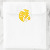 TANNEN VARKENS DERDE (F) geel Ronde Sticker (Tas)