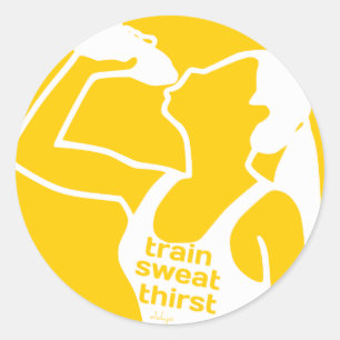 TANNEN VARKENS DERDE (F) geel Ronde Sticker