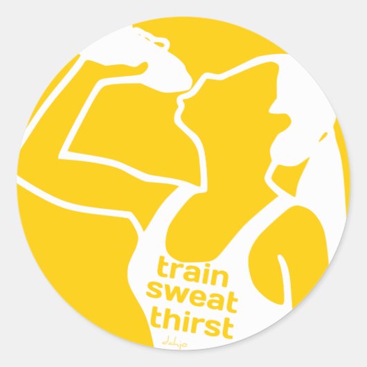 TANNEN VARKENS DERDE (F) geel Ronde Sticker (Voorkant)