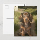 Tannende Daschund Bruine Hond Liefhebber Olie Schi Briefkaart (Voorkant / Achterkant)