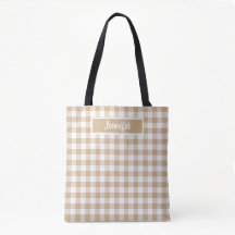 Tannige geruite Gingham Gepersonaliseerde