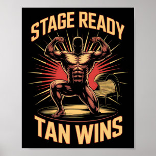 Tanning Bed Stage Ready Bodybuilders Fitness Manne Poster