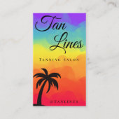 Tanning Salon Beach Sunset Palm Tree Visitekaartje (Voorkant)