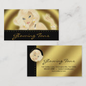 Tanning Salon  Blonde Woman Gold Visitekaartje (Voorkant / Achterkant)