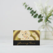 Tanning Salon  Blonde Woman Gold Visitekaartje (Staand voorkant)