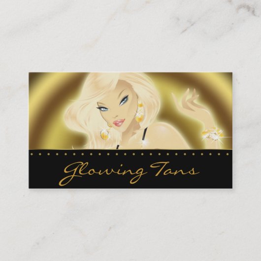 Tanning Salon  Blonde Woman Gold Visitekaartje (Voorkant)