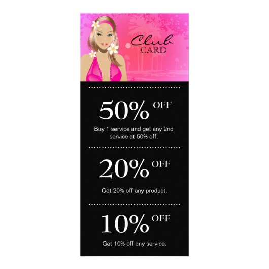Tanning Salon Marketing Kaart Loyalty Pink (Voorkant)