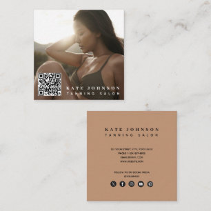 Tanning Salon Minimale Foto QR Code Sociale Media Vierkante Visitekaartje