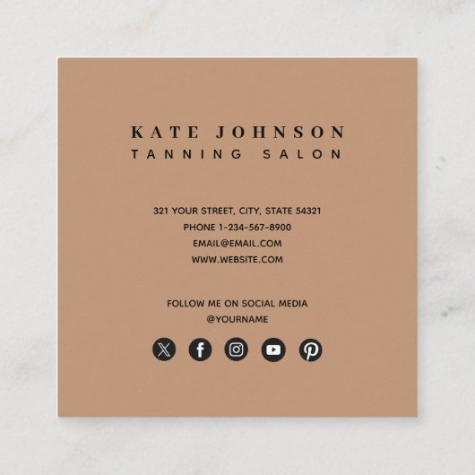 Tanning Salon Minimale Foto QR Code Sociale Media Vierkante Visitekaartje (Achterkant)