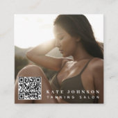 Tanning Salon Minimale Foto QR Code Sociale Media Vierkante Visitekaartje (Voorkant)