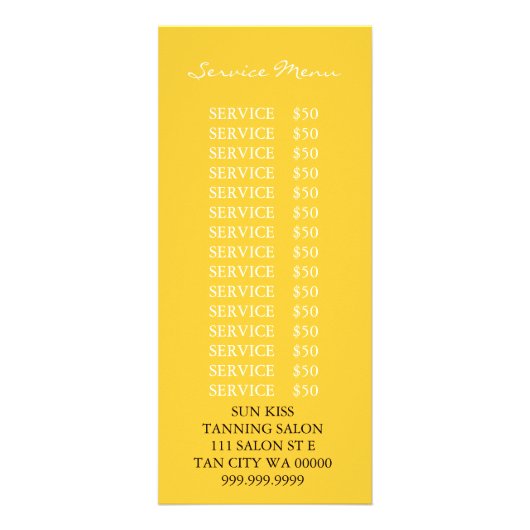 Tanning Salon Spa Artist Flyer Menu (Achterkant)