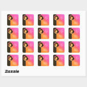 Tanning Salon Sticker Pink Oranje Brunette Woman (Vel)