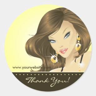 Tanning Salon Sticker Vrouw Geel