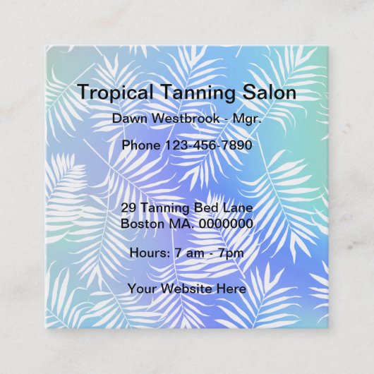 Tanning Salon Tropical Theme Visitekaartjes (Voorkant)