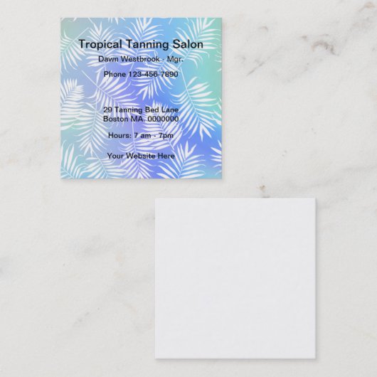 Tanning Salon Tropical Theme Visitekaartjes (Voorkant / Achterkant)