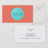 Tanning Salon Turquoise Sun Logo op koraal Visitekaartje (Voorkant / Achterkant)