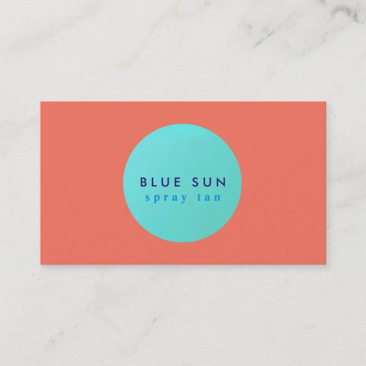 Tanning Salon Turquoise Sun Logo op koraal Visitekaartje (Voorkant)