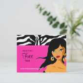 Tanning Salon Uitnodiging Etnische Roze Zebra (Staand voorkant)