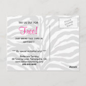 Tanning Salon Uitnodiging Etnische Roze Zebra (Achterkant)