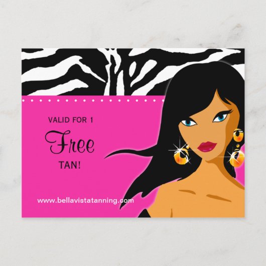 Tanning Salon Uitnodiging Etnische Roze Zebra (Voorkant)