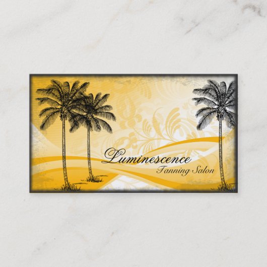 Tanning Salon Visitekaartje Yellow Palm Tree (Voorkant)