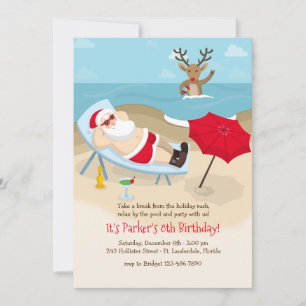 Tanning Santa Invitation Kaart