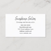Tanning/schoonheidssalon moderne, minimalistische  visitekaartje (Achterkant)