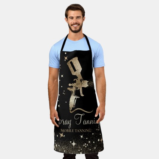 Tanning Spray Sparking Gold Girly Makeup Business Schort (Gedragen)