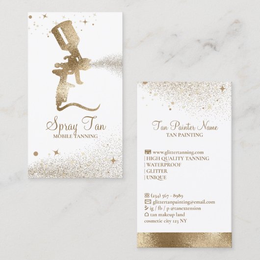 Tanning Spray Sparkle Gold Visitekaartje (Voorkant / Achterkant)