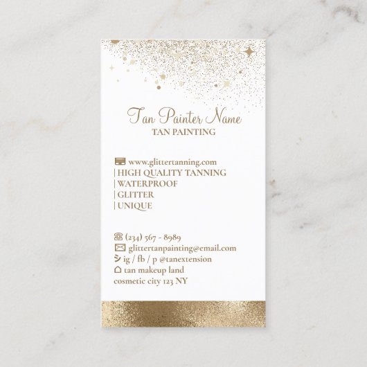 Tanning Spray Sparkle Gold Visitekaartje (Achterkant)