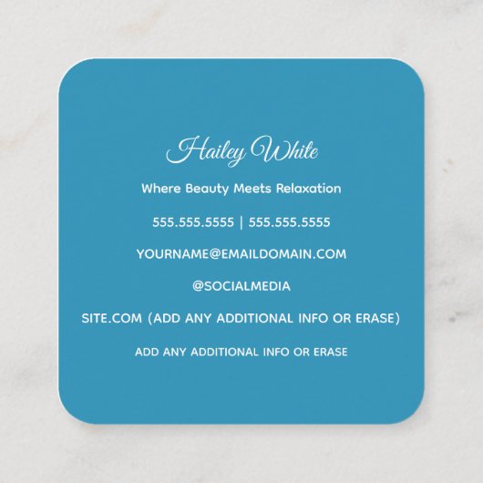 ☀️ Tanning Vierkante Visitekaartje (Achterkant)