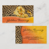 Tanning Visitekaartje Blonde Leopard Oranje Geel (Voorkant / Achterkant)