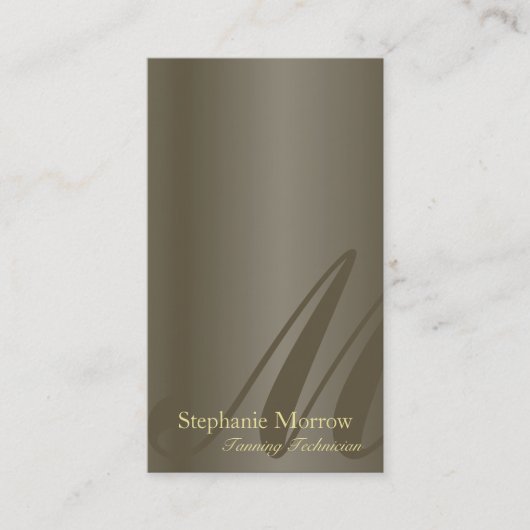 Tanning Visitekaartje Pewter & Gold Monogram (Voorkant)
