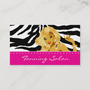 Tanning Visitekaartje Zebra Vrouw Blonde Roze