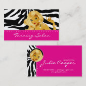 Tanning Visitekaartje Zebra Vrouw Blonde Roze (Voorkant / Achterkant)