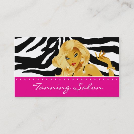 Tanning Visitekaartje Zebra Vrouw Blonde Roze (Voorkant)