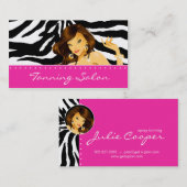 Tanning Visitekaartje Zebra Vrouw Donkerroze (Voorkant / Achterkant)